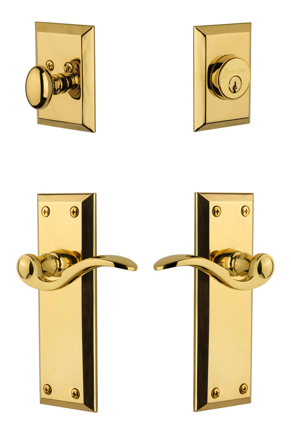 Grandeur Fifth Avenue Plate w/ Bellagio Lever & Matching Deadbolt