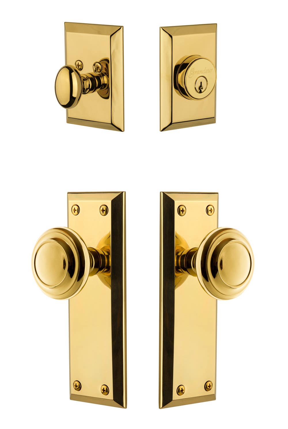 Grandeur Fifth Avenue Plate w/ Circulaire Knob & Matching Deadbolt