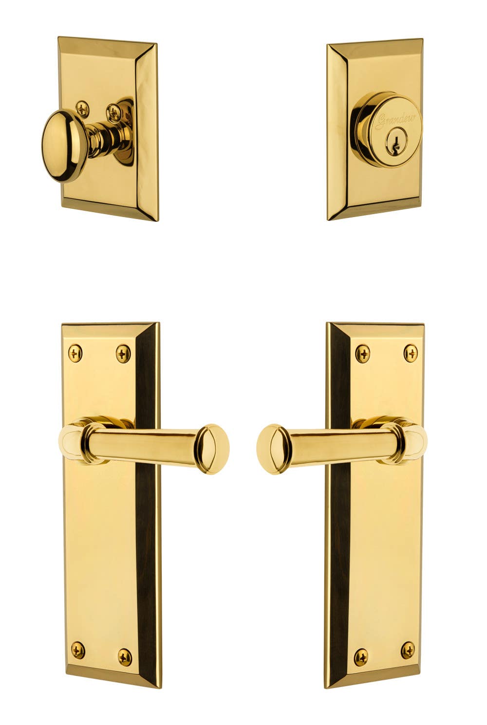 Grandeur Fifth Avenue Plate w/ Georgetown Lever & Matching Deadbolt