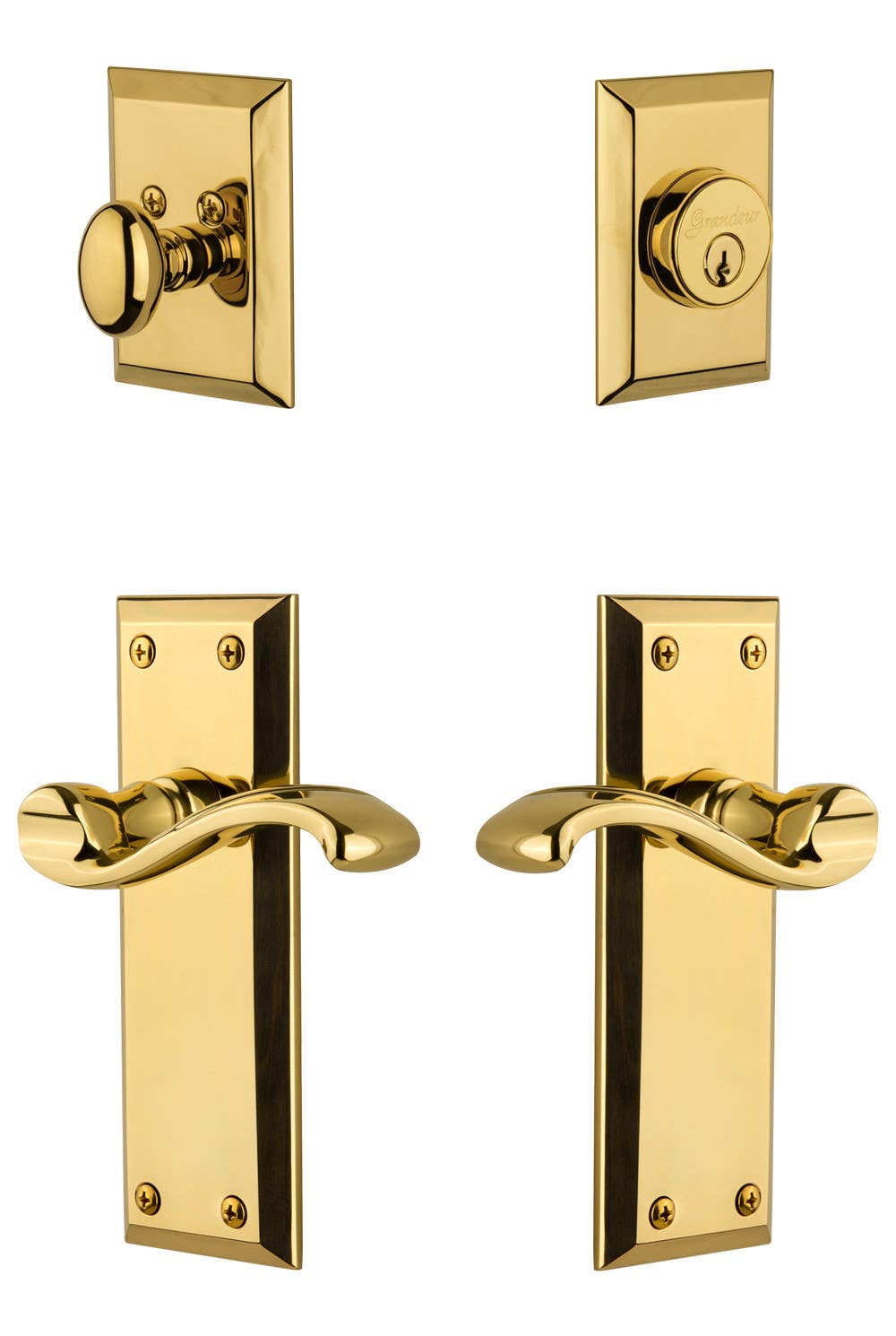 Grandeur Fifth Avenue Plate w/ Portfino Lever & Matching Deadbolt