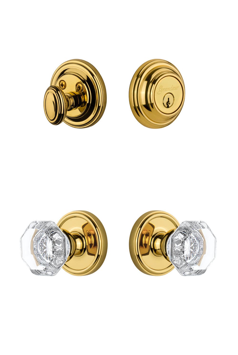 Grandeur Georgetown Rosette w/ Chambord Crystal Knob & Matching Deadbolt