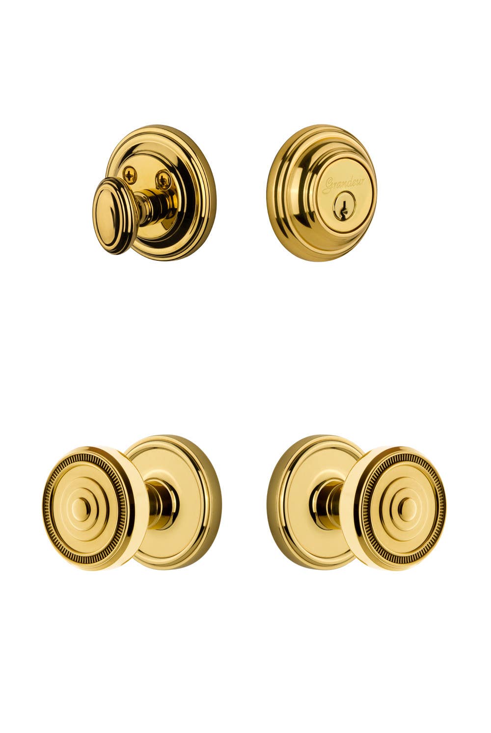 Grandeur Georgetown Rosette w/ Soleil Knob & Matching Deadbolt