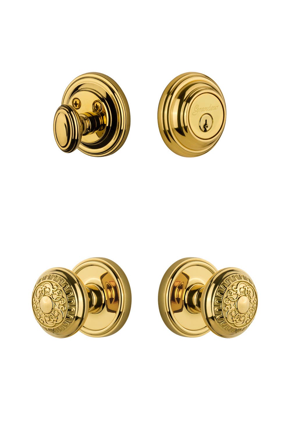 Grandeur Georgetown Rosette w/ Windsor Knob & Matching Deadbolt