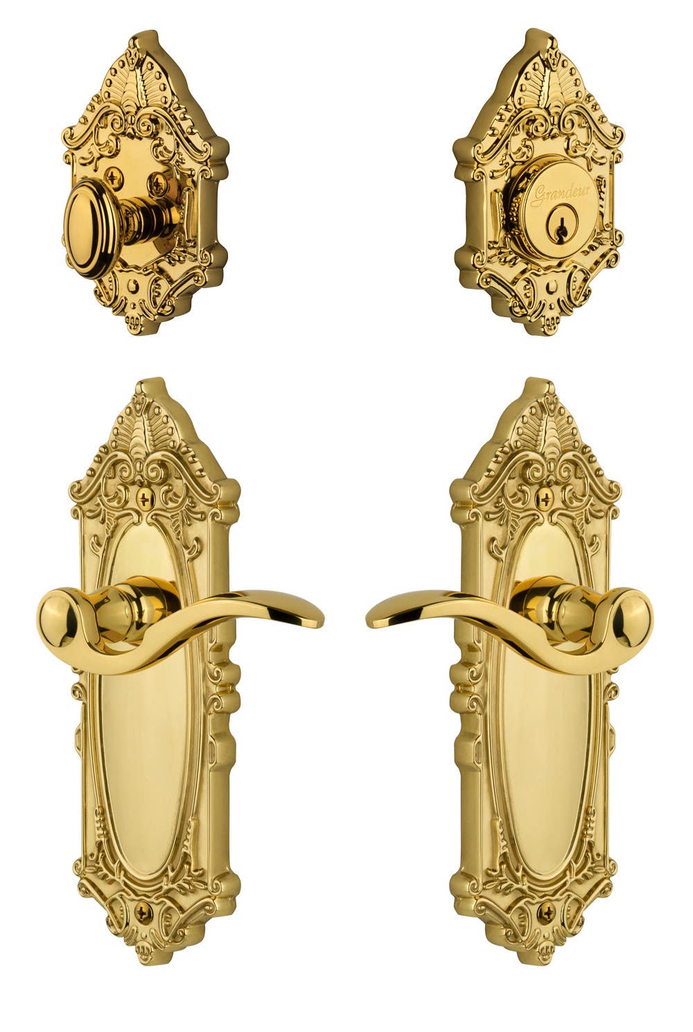 Grandeur Grande Victorian Plate w/ Bellagio Lever & Matching Deadbolt