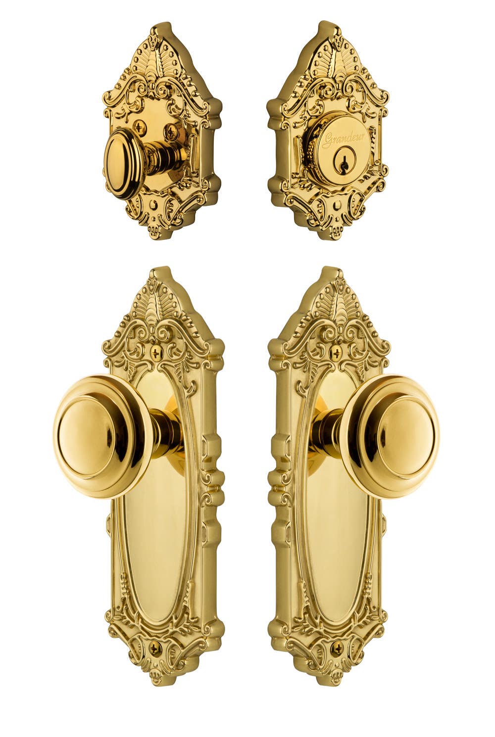 Grandeur Grande Victorian Plate w/ Circulaire Knob & Matching Deadbolt