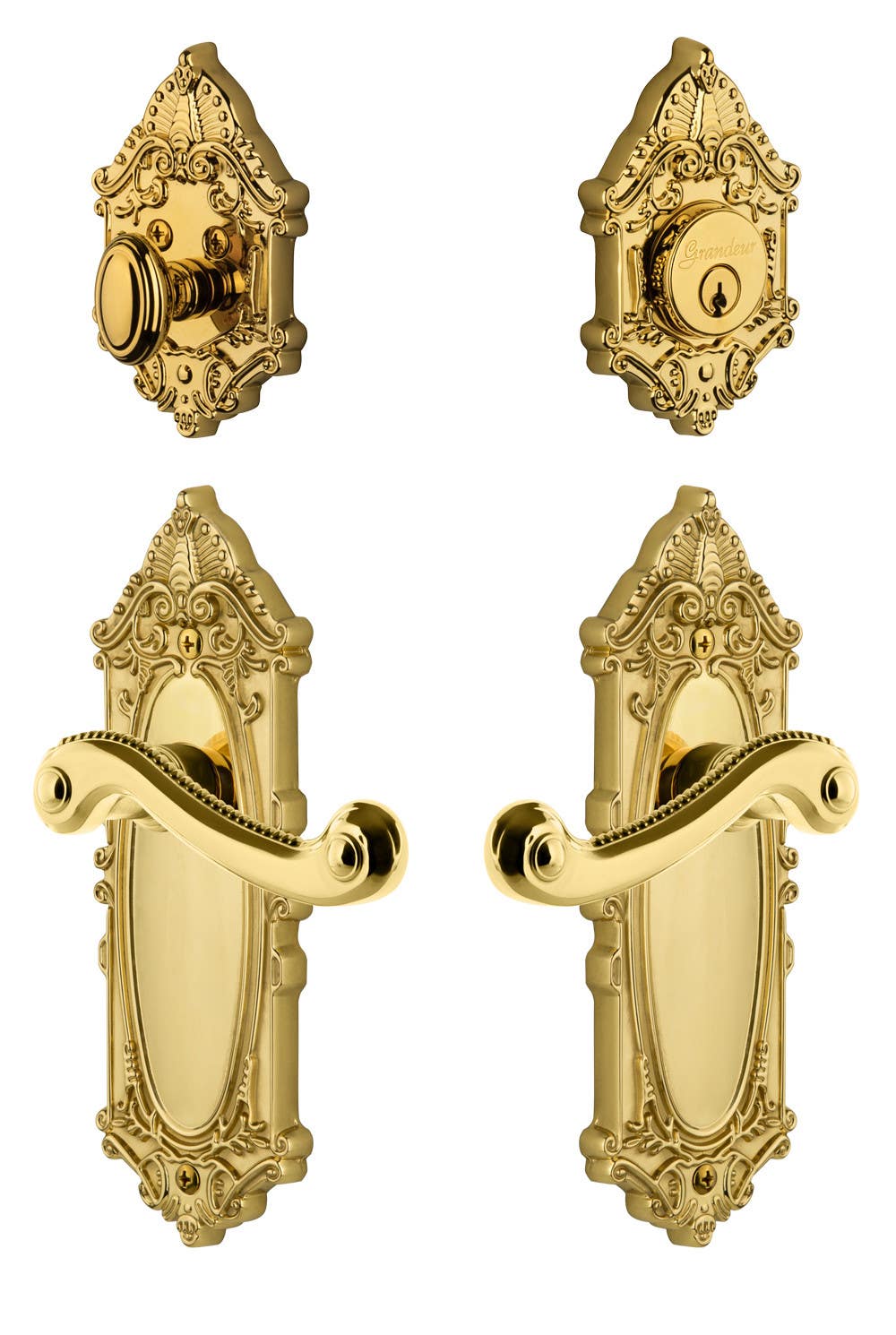 Grandeur Grande Victorian Plate w/ Newport Lever & Matching Deadbolt
