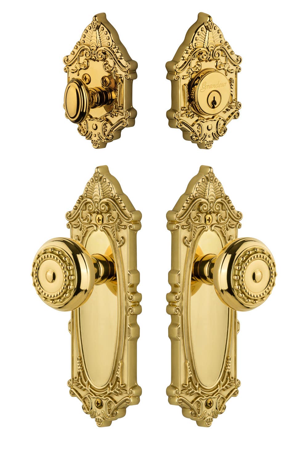 Grandeur Grande Victorian Plate w/ Parthenon Knob & Matching Deadbolt
