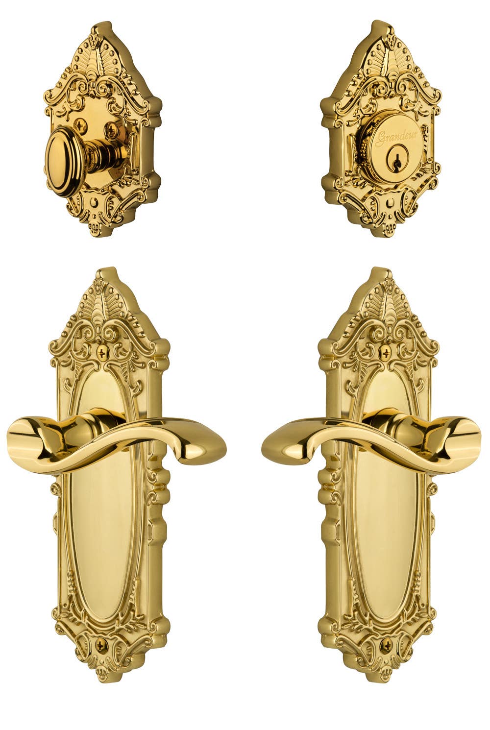 Grandeur Grande Victorian Plate w/ Portfino Lever & Matching Deadbolt