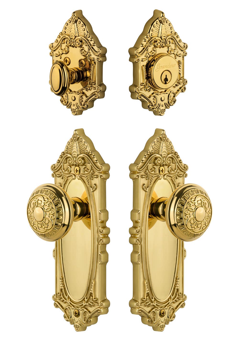 Grandeur Grande Victorian Plate w/ Windsor Knob & Matching Deadbolt