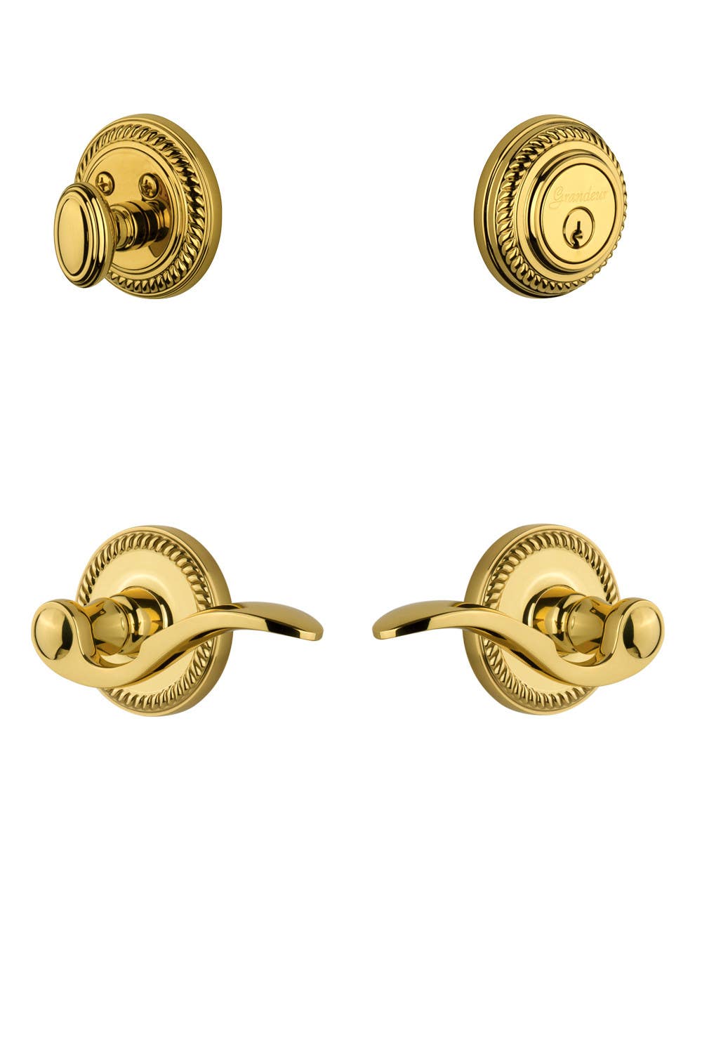 Grandeur Newport Rosette w/ Bellagio Lever & Matching Deadbolt
