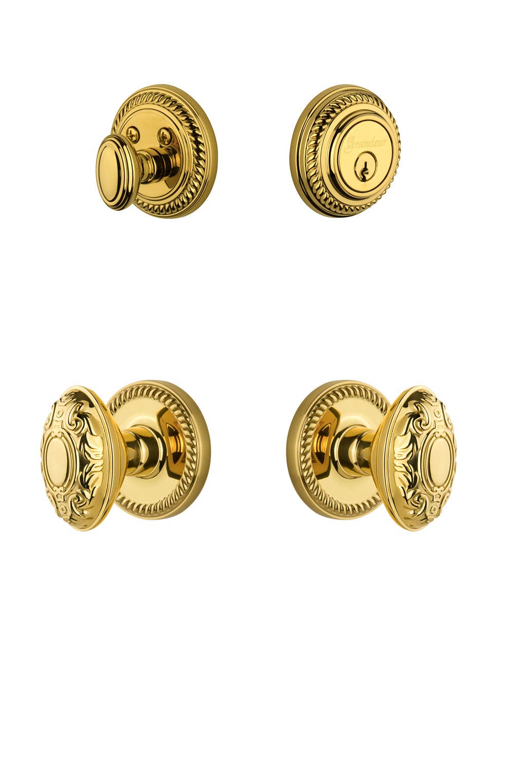 Grandeur Newport Rosette w/ Grande Victorian Knob & Matching Deadbolt