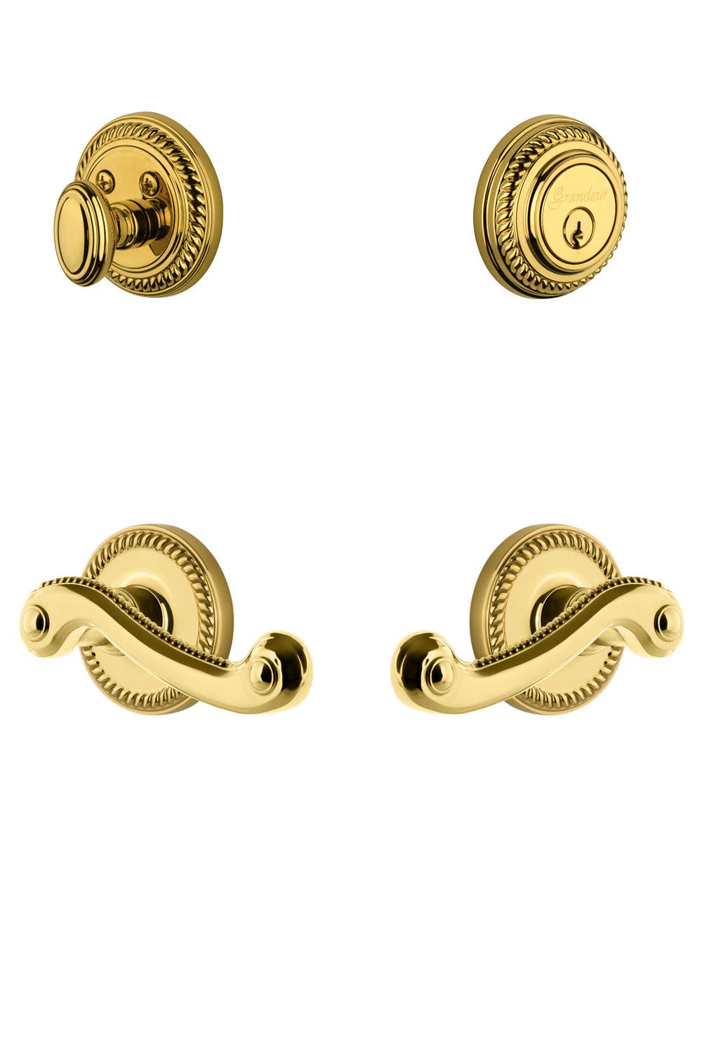 Grandeur Newport Rosette Knob & Deadbolt Set