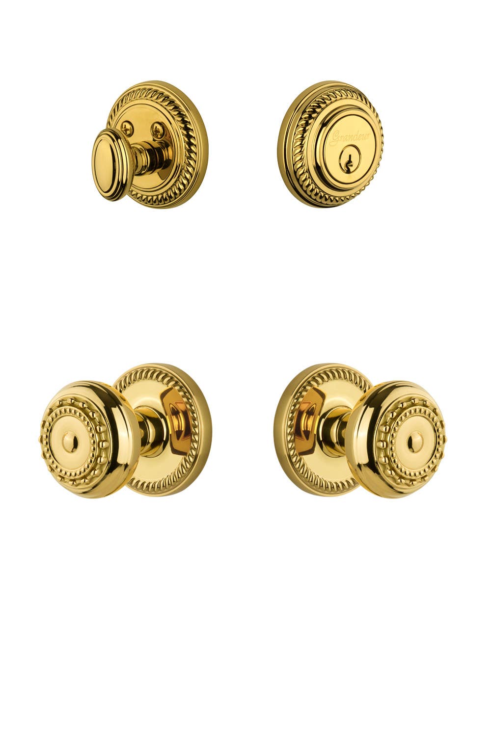 Grandeur Newport Rosette w/ Parthenon Knob & Matching Deadbolt