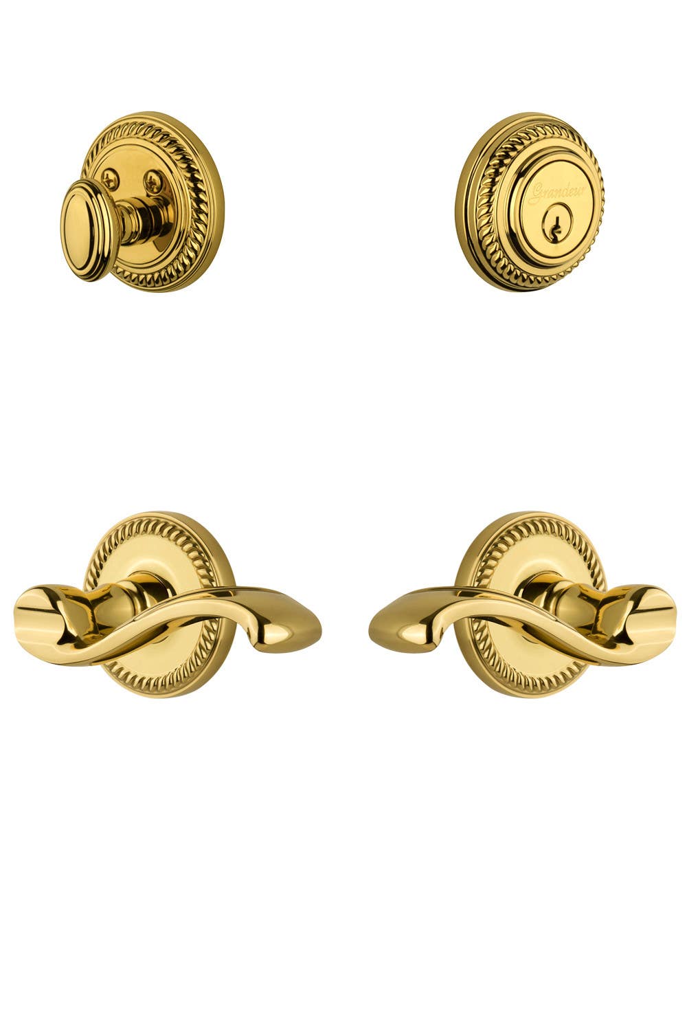 Grandeur Newport Rosette w/ Portfino Lever & Matching Deadbolt