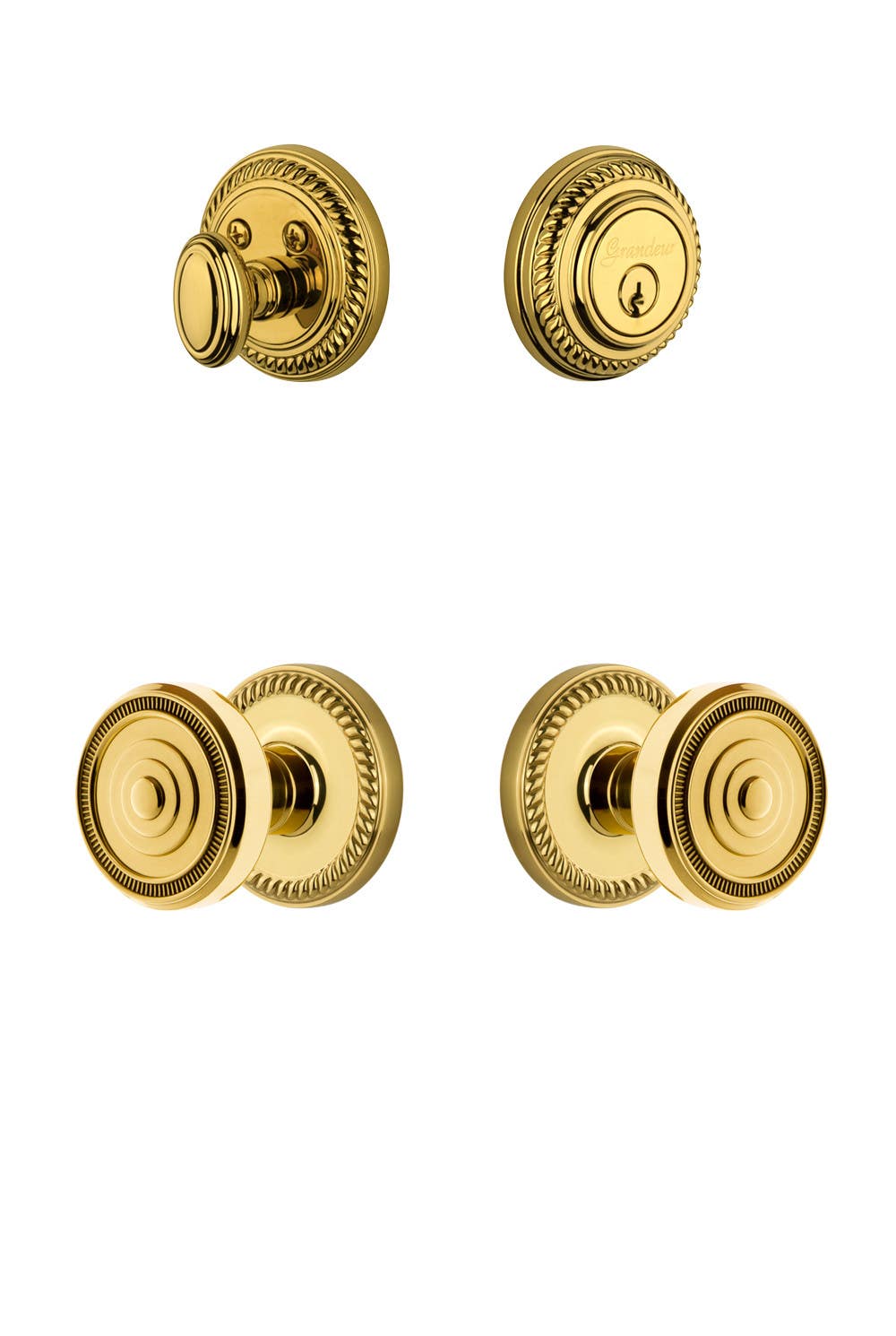 Grandeur Newport Rosette w/ Soleil Knob & Matching Deadbolt