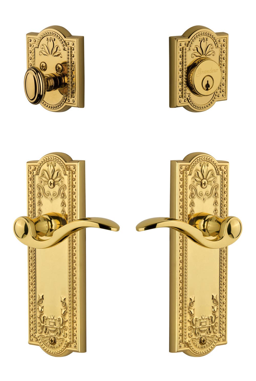 Grandeur Parthenon Plate w/ Bellagio Lever & Matching Deadbolt