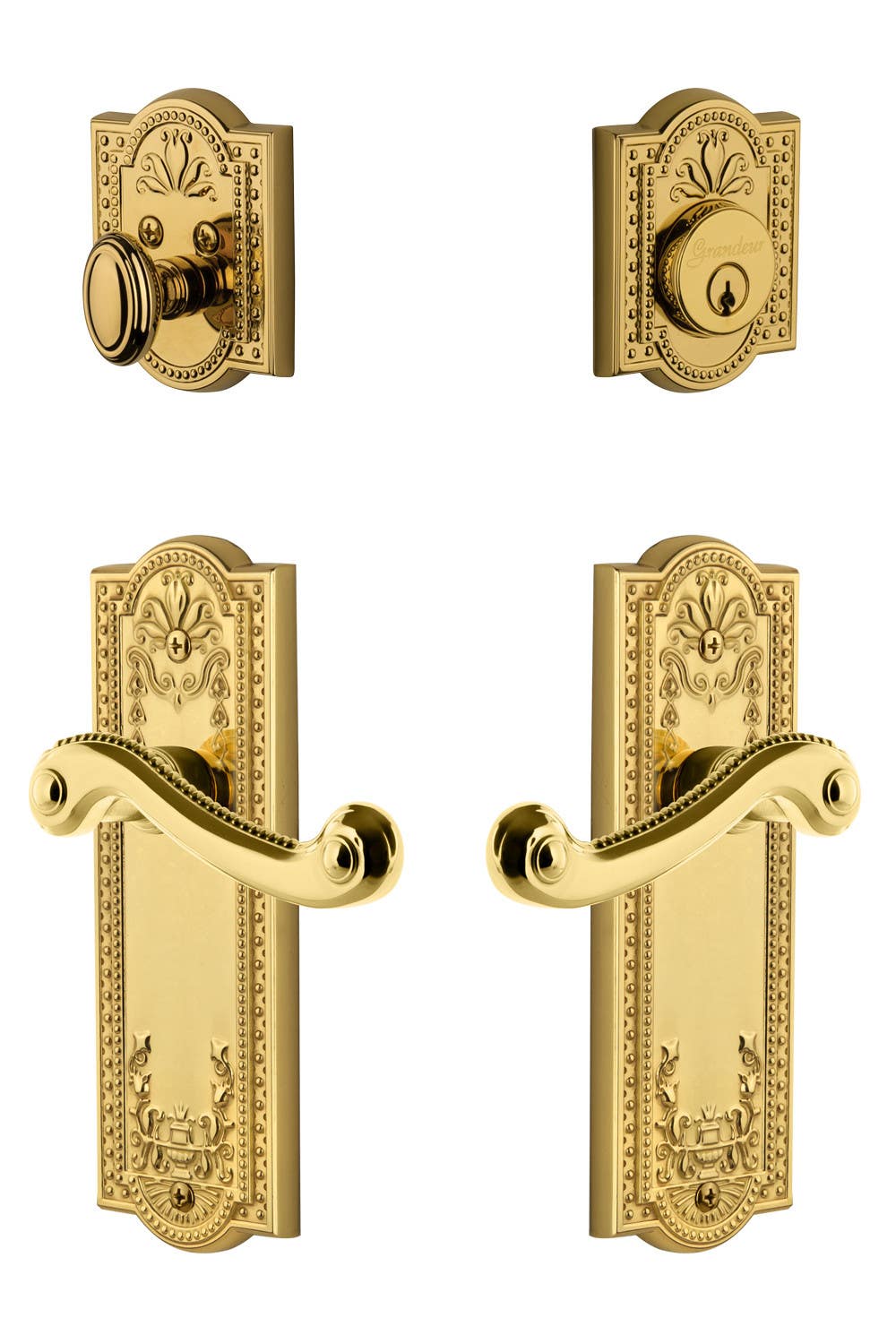 Grandeur Parthenon Plate w/ Newport Lever & Matching Deadbolt