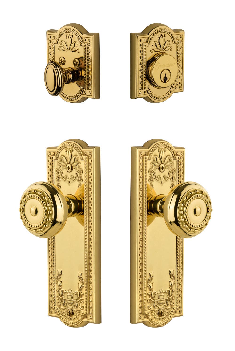 Grandeur Parthenon Plate Plate Knob & Deadbolt Set