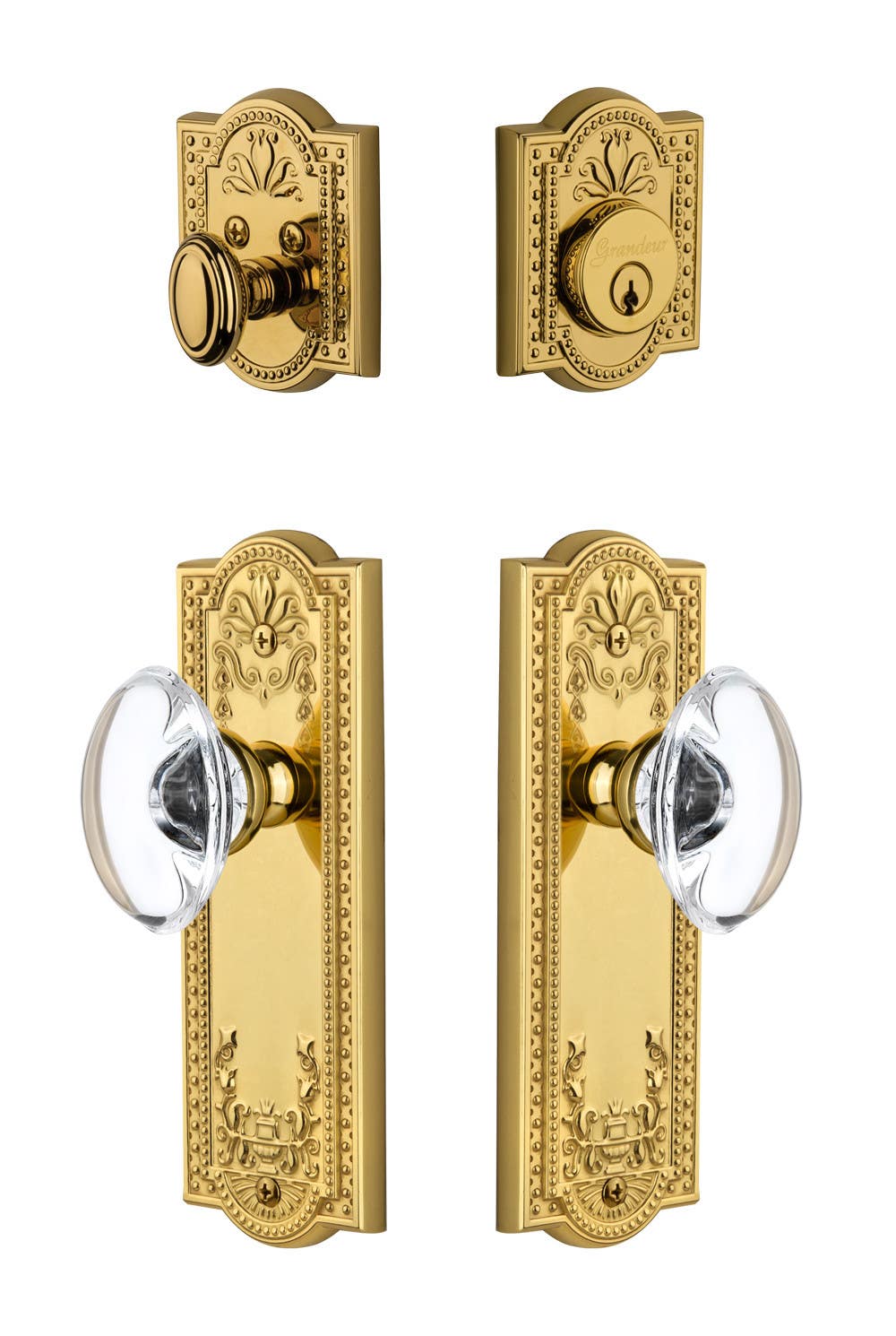Grandeur Parthenon Plate w/ Provence Crystal Knob & Matching Deadbolt