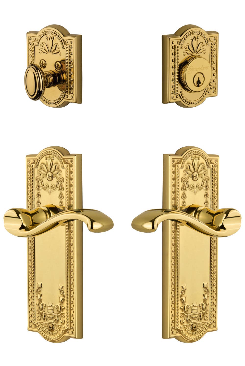 Grandeur Parthenon Plate w/ Portfino Lever & Matching Deadbolt
