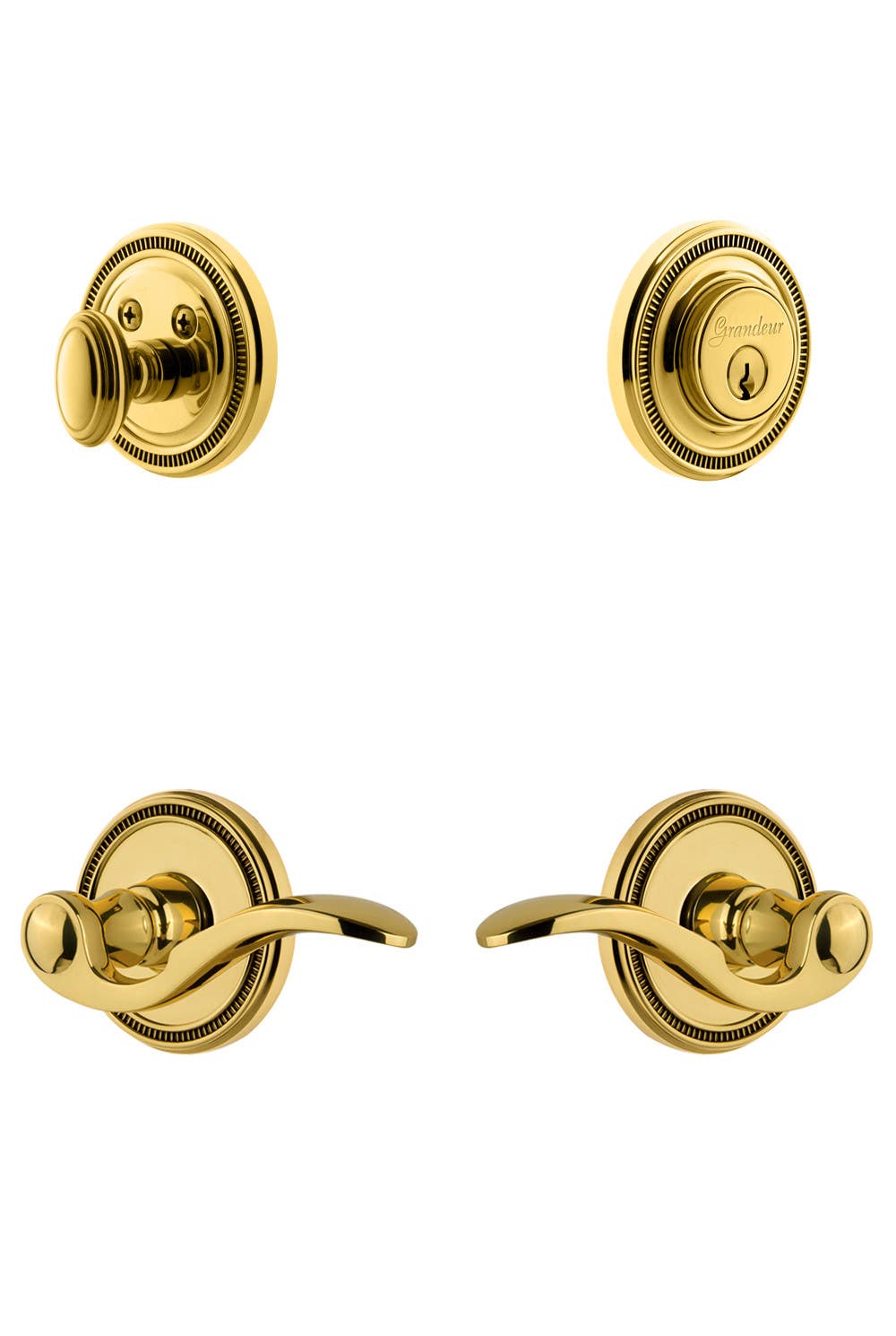 Grandeur Soleil Plate w/ Bellagio Lever & Matching Deadbolt