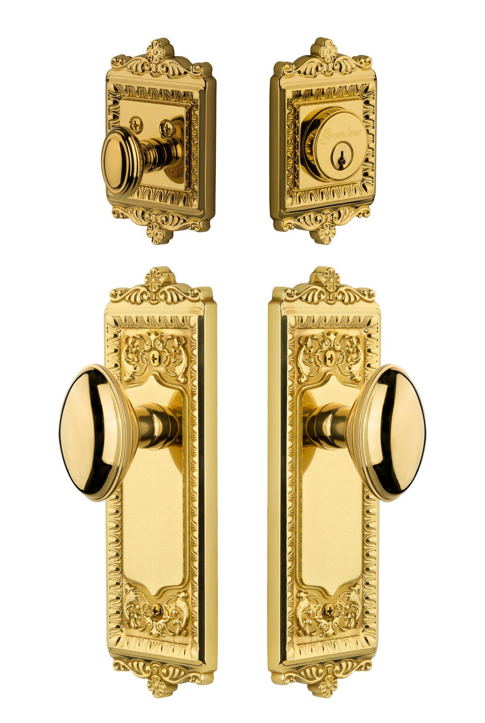 Grandeur Windsor Plate w/ Eden Prairie Knob & Matching Deadbolt