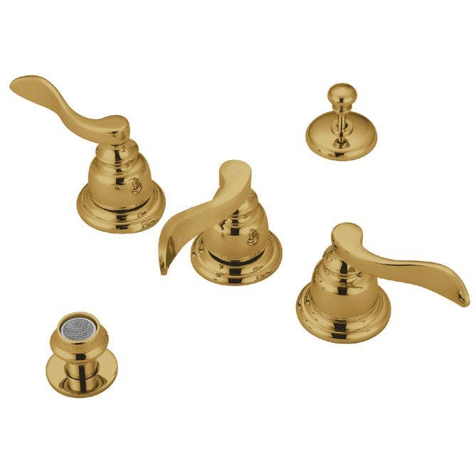 Kingston Brass KB8321NFL Nuwave French Three Handle Bidet Faucet w/ Brass Pop-up