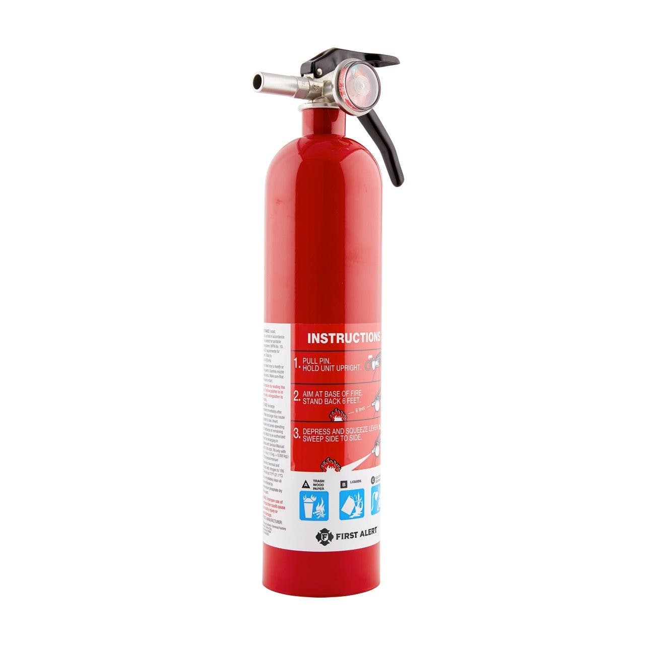 Resideo HOME1 Rechargeable Fire Extinguisher UL Rated 1-A, 10-B:C (Red)