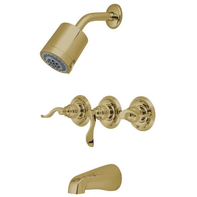 Kingston Brass KB8231NFL Nuwave French Three Handle Tub & Shower Faucet