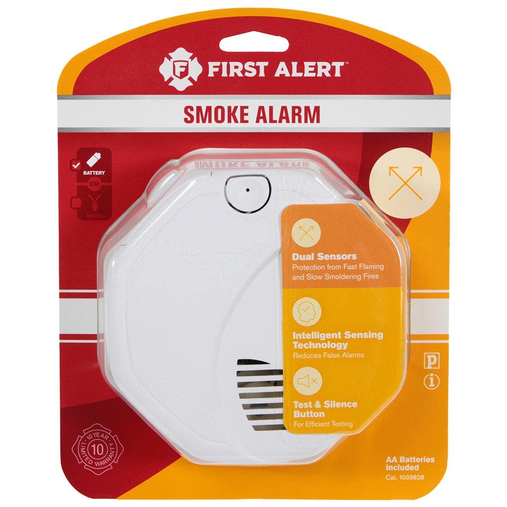 Resideo 1039828 Smoke Alarm w/Smart Sensing Technology and Nuisance Resistance, Battery-Operated