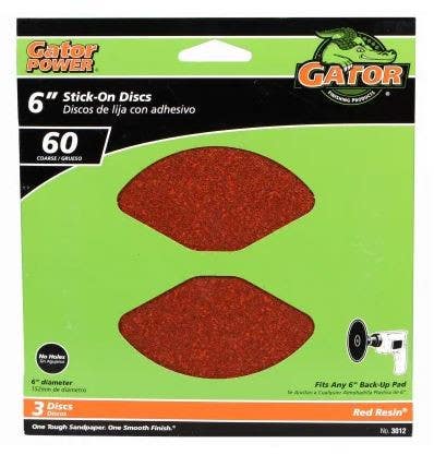 Gator Finishing products 301 Stick-On Sanding Disc, Aluminum Oxide, 6-In, 3-Pk
