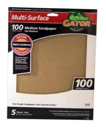 Gator Finishing products 444 Multi Surface Aluminum Oxide Sandpaper, 9 X 11-In., 5-Pk.