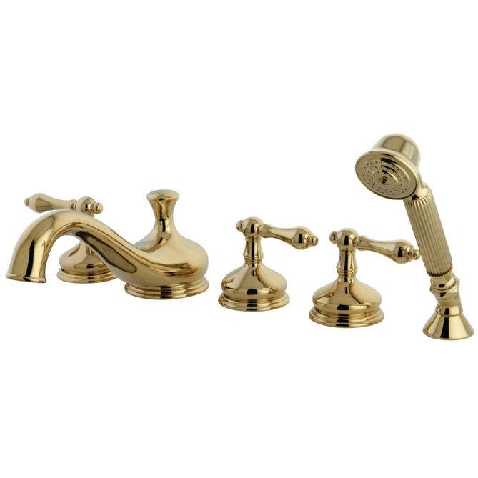 Kingston Brass KS33315AL Restoration Three Handle Roman Tub Filler w/ Hand & Shower