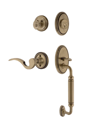 Nostalgic Warehouse CLAMAN_C Grip Classic Plate C Grip Entry Set w/ Manor Lever