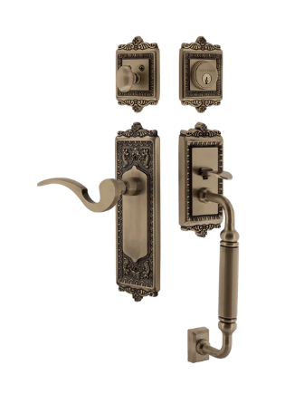 Nostalgic Warehouse EADMAN_C Grip Egg & Dart Plate C Grip Entry Set w/ Manor Lever