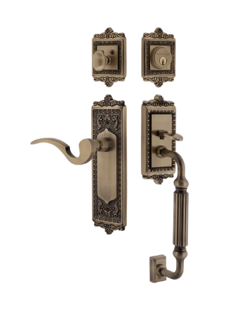 Nostalgic Warehouse EADMAN_F Grip Egg & Dart Plate F Grip Entry Set w/ Manor Lever