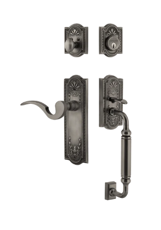 Nostalgic Warehouse MEAMAN_C Grip Meadows Plate C Grip Entry Set w/ Manor Lever