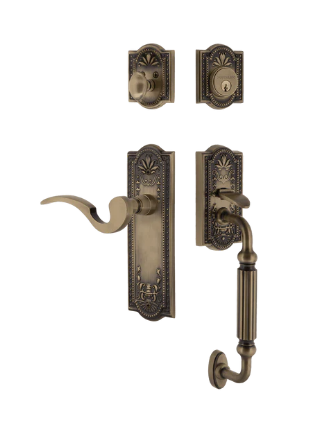 Nostalgic Warehouse MEAMAN_F Grip Meadows Plate F Grip Entry Set w/ Manor Lever