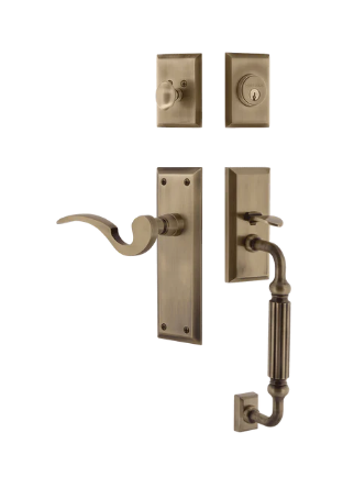 Nostalgic Warehouse NYKMAN_F Grip New York Plate F Grip Entry Set w/ Manor Lever