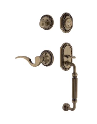 Nostalgic Warehouse ROPMAN_F Grip Rope Plate F Grip Entry Set w/ Manor Lever