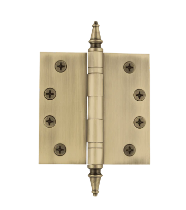 Nostalgic Warehouse STEHNG_SQ_AR_HD  Steeple Tip Heavy Duty Hinge w/ Square Corner