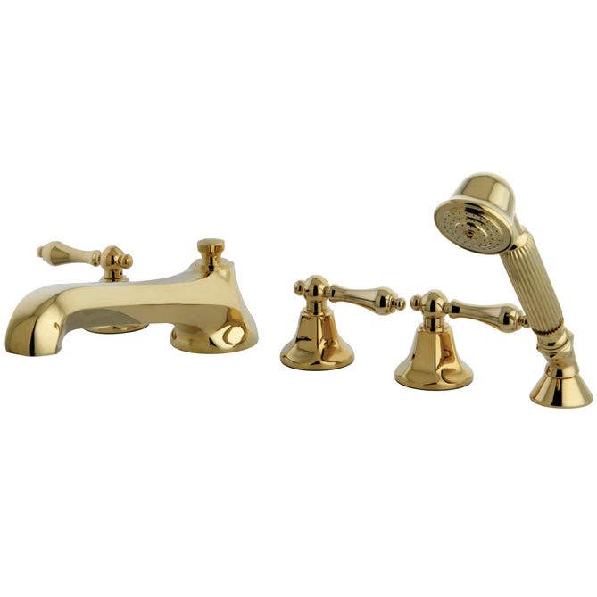 Kingston Brass KS430 Three Handle Roman Tub Filler w/ Hand & Shower & AL lever handles