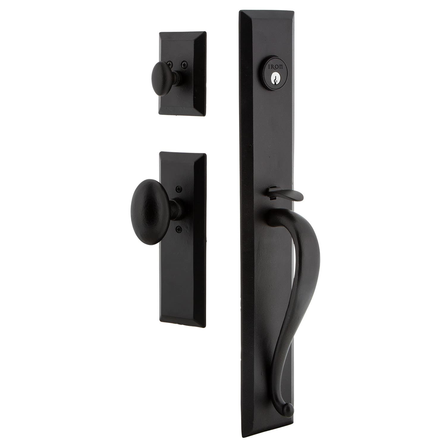 Ageless Iron AGRKEPAEG Keep One-Piece Handleset w/ A Grip w/ Keep Plate & Aeg Knob, Black Iron
