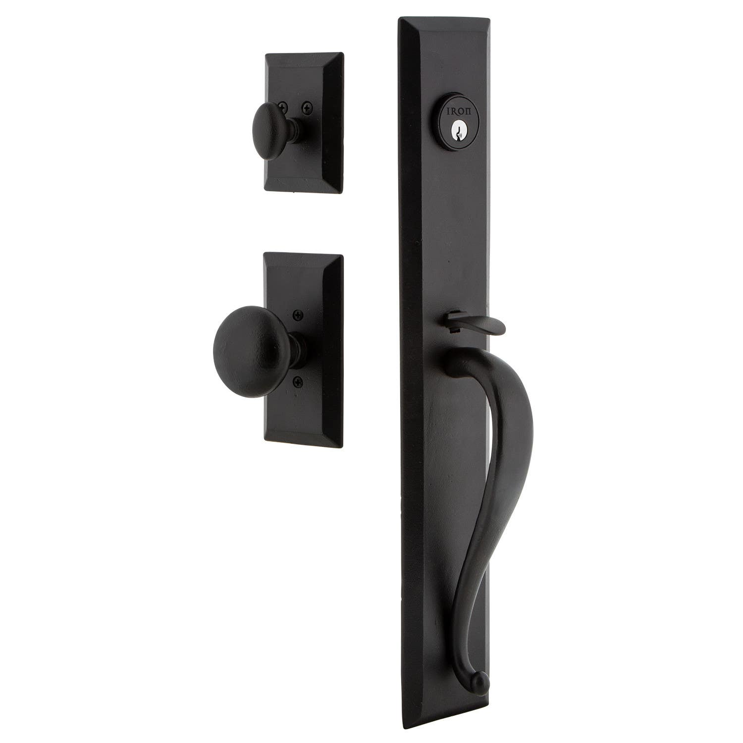 Ageless Iron AGRVALKEP Keep One-Piece Handleset w/ A Grip w/ Vale Plate & Keep Knob, Black Iron