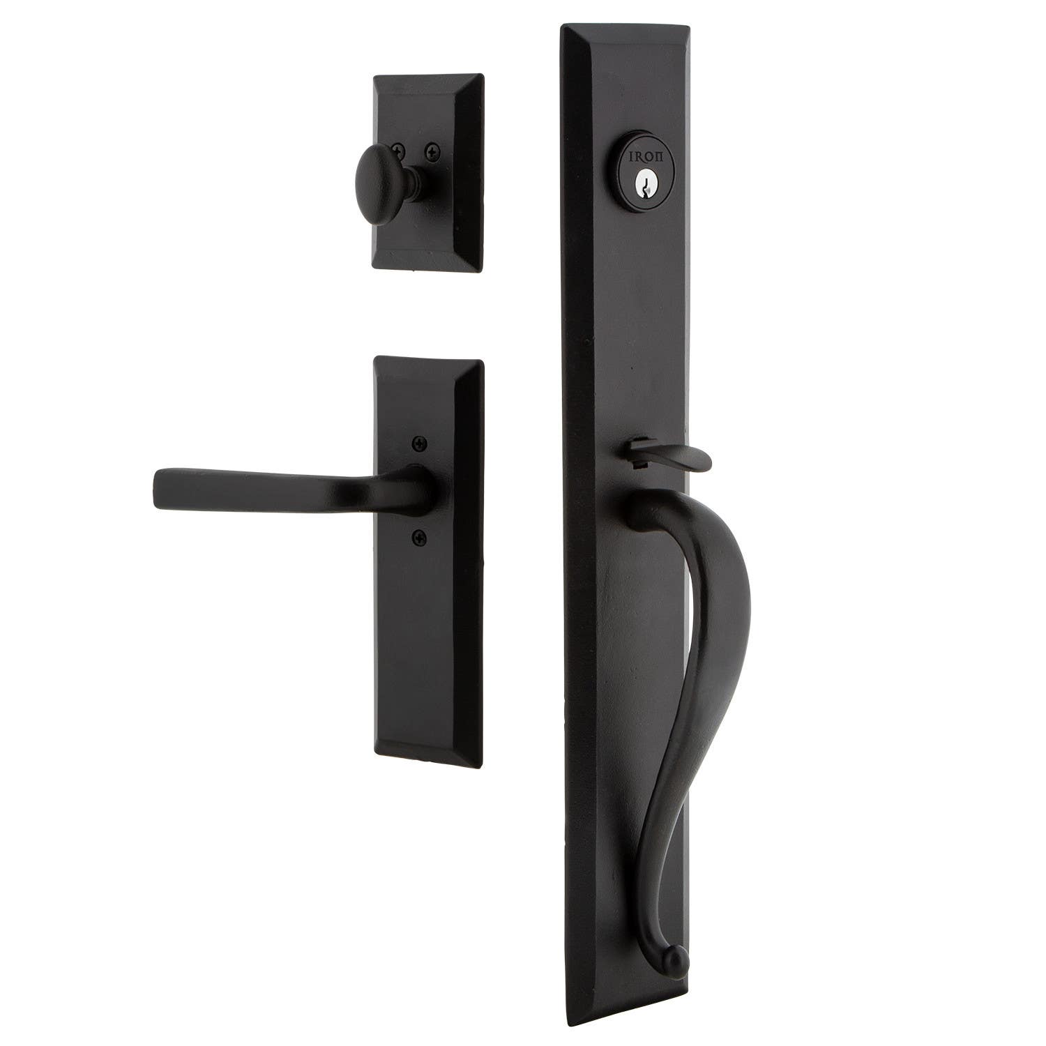 Ageless Iron AGRKEPLAN Keep One-Piece Handleset w/ A Grip w/ Keep Plate & Lance Lever, Black Iron