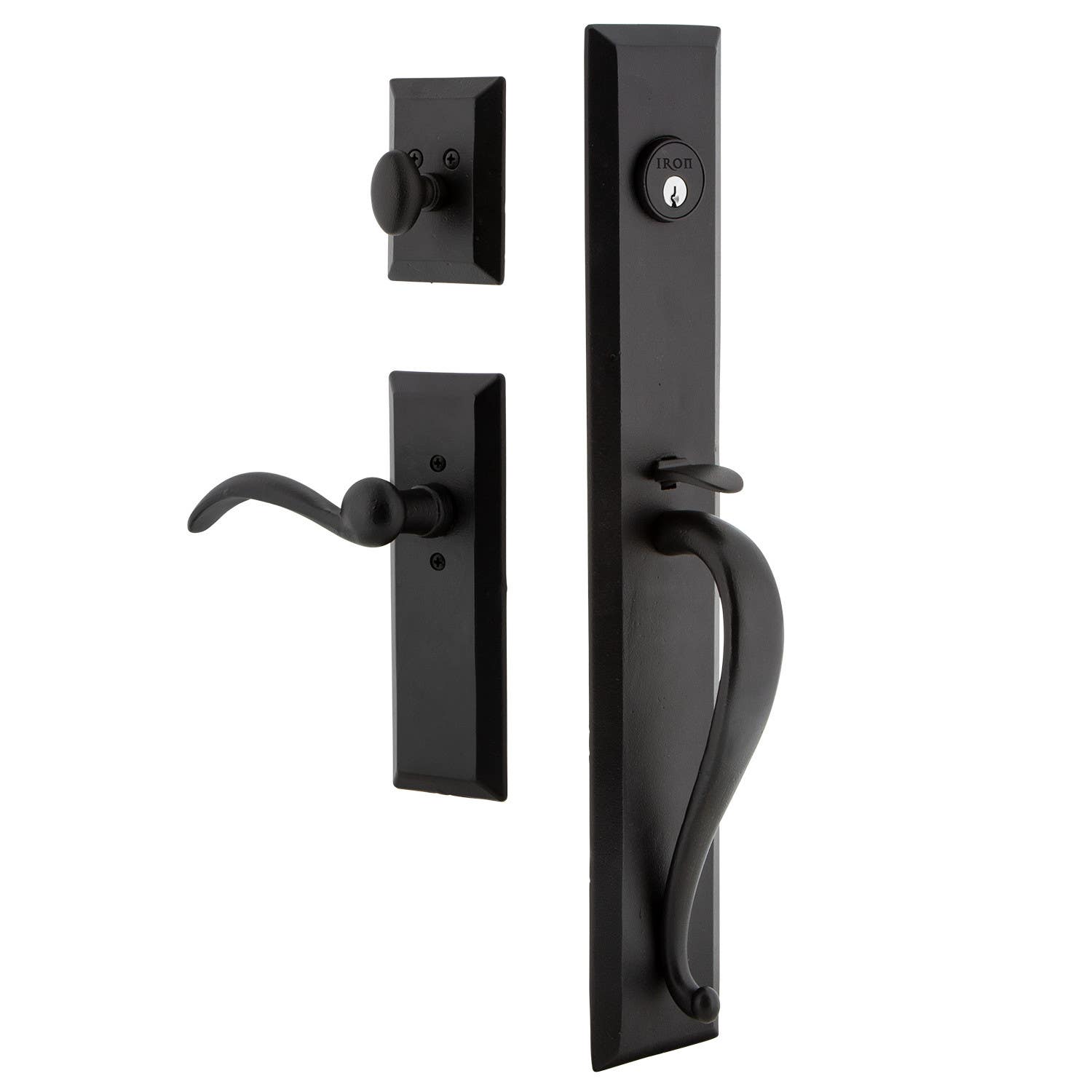 Ageless Iron AGRKEPTIN Keep One-Piece Handleset w/ A Grip w/ Keep Plate & Tine Lever, Black Iron