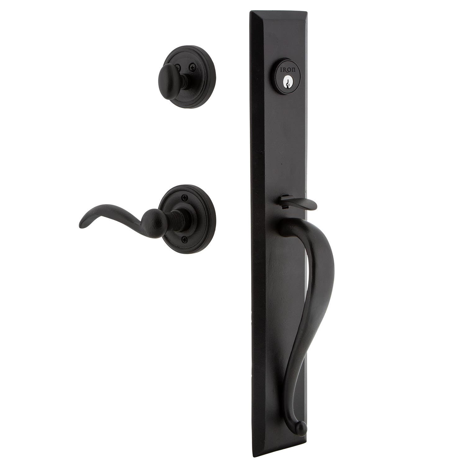 Ageless Iron AGRLOCTIN Keep One-Piece Handleset w/ A Grip w/ Loch Rosette & Tine Lever, Black Iron