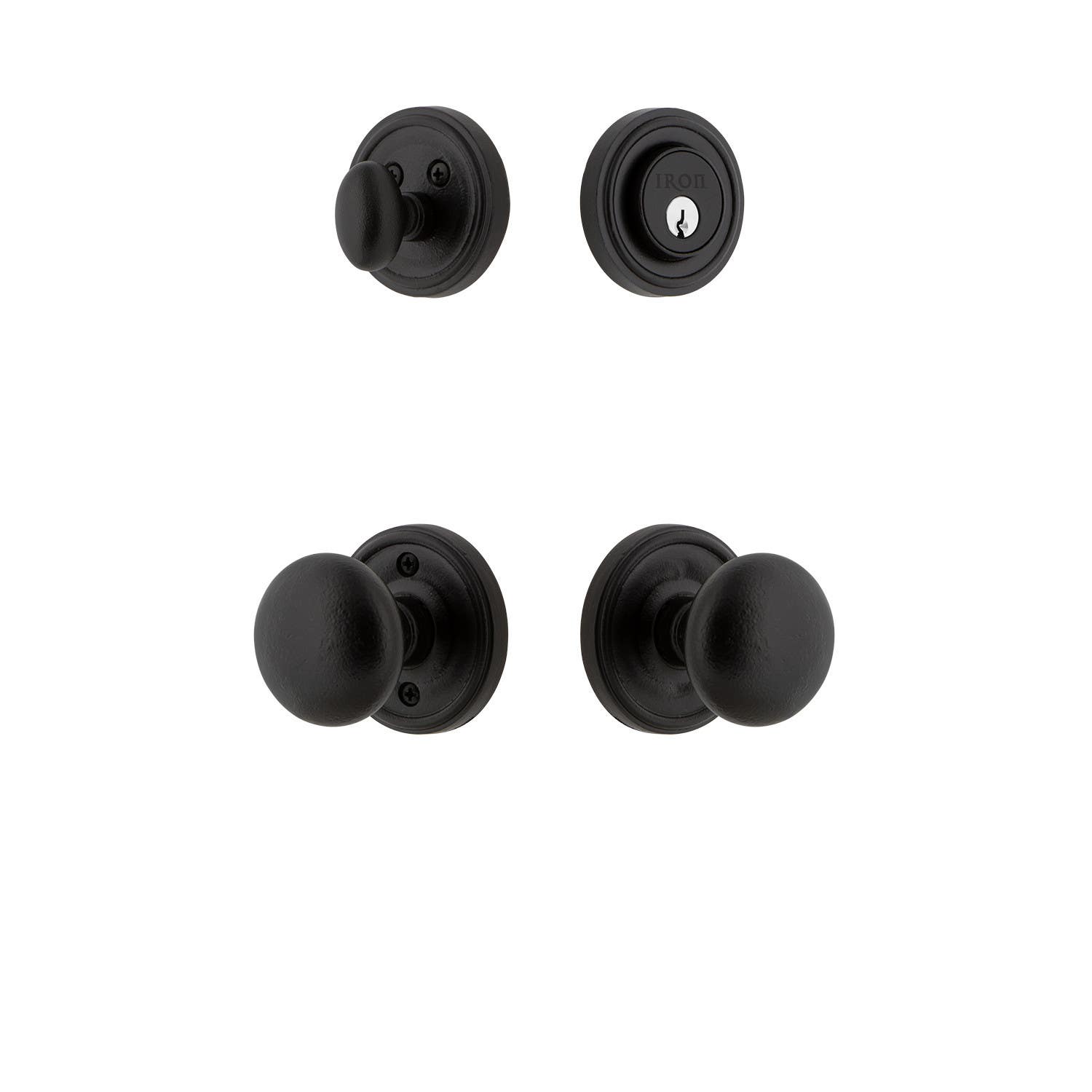 Ageless Iron LOCKEP-68 Loch Rosette Entry Set w/ Keep Knob, Black Iron