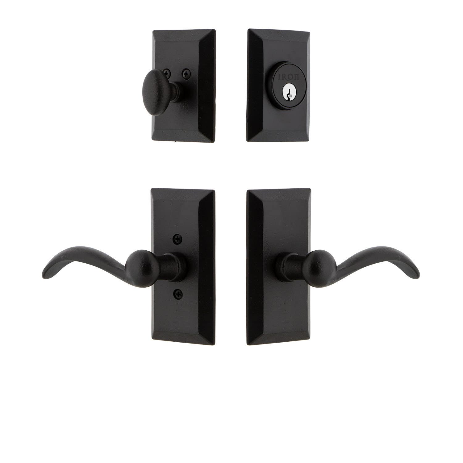 Ageless Iron VALTIN-68 Vale Short Plate Entry Set w/ Tine Lever, Black Iron