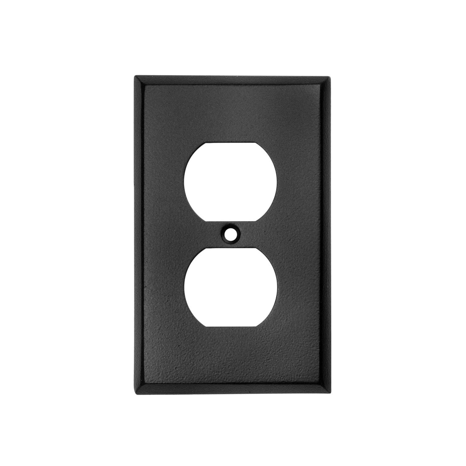 Ageless Iron SWPLTD Single Duplex Outlet Cover In Black Iron